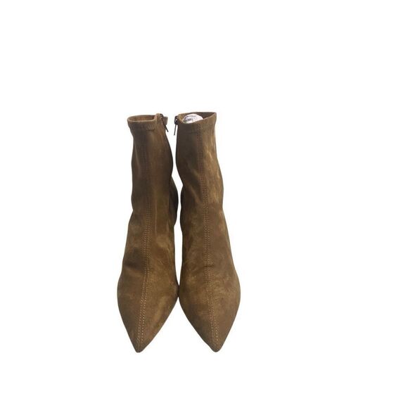 JUST FAB Khloy Stretch Stiletto Booties Tan Slip On Size 9.5 New With Box - Picture 1 of 12
